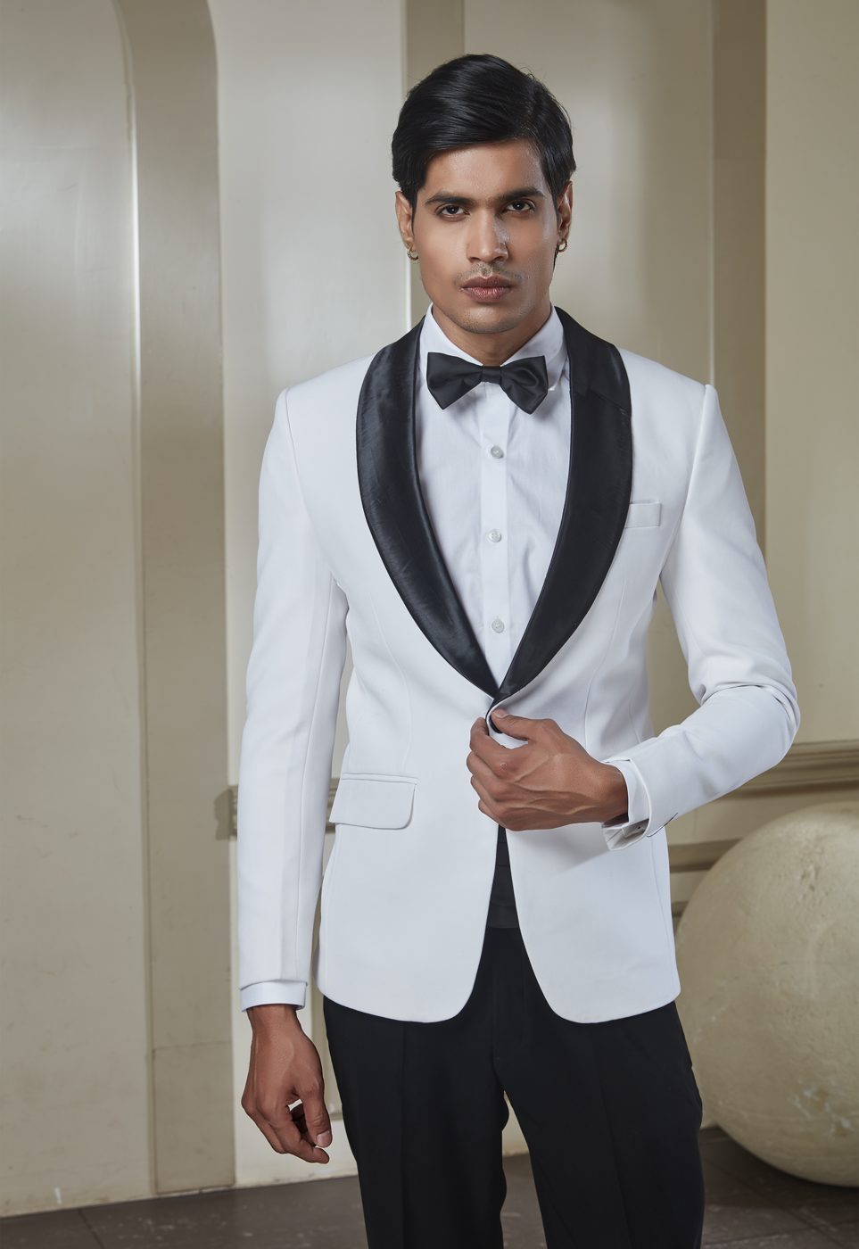 White Shawl-Collar Dinner Jacket